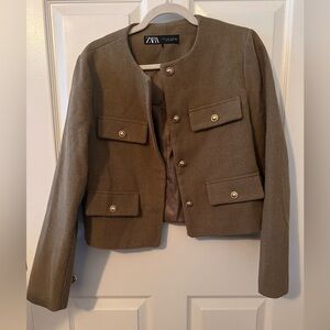 Zara Women's khaki Blazer with Button Details